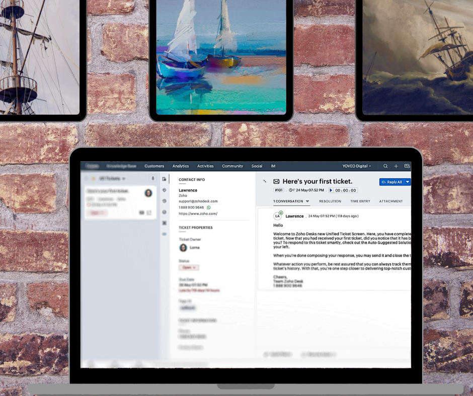 Zoho Desk screen on laptop