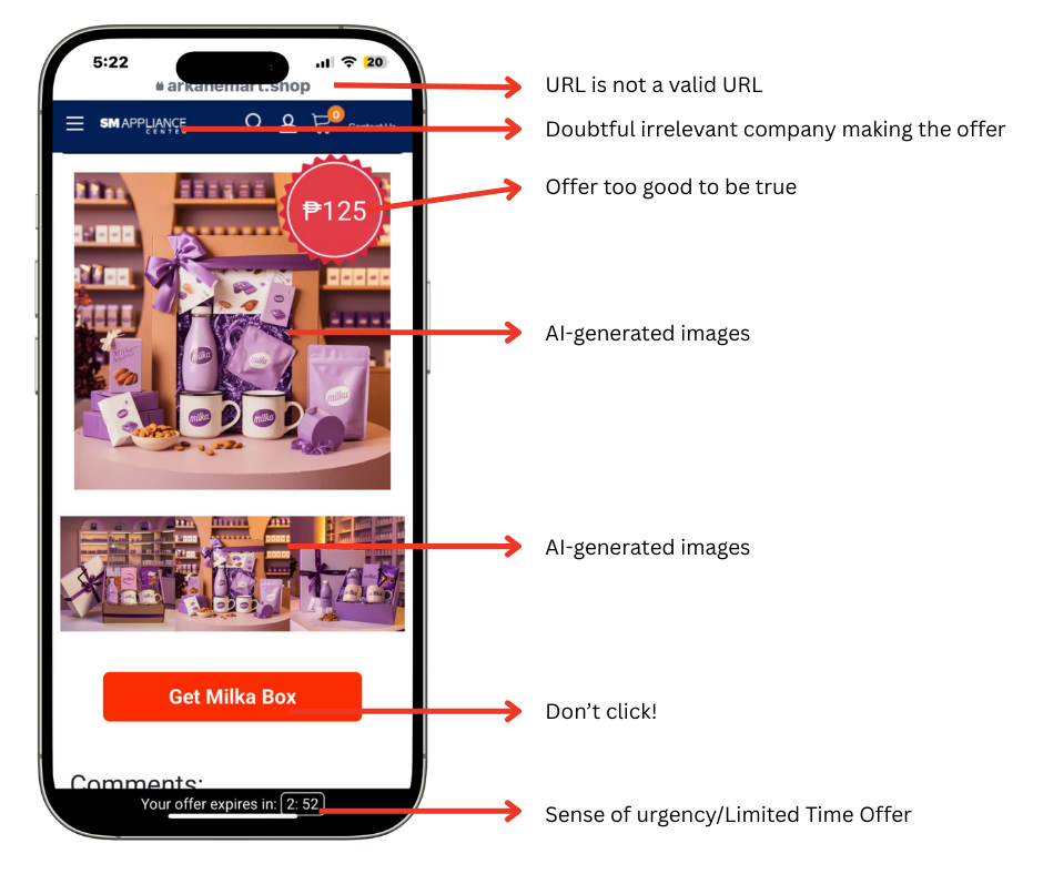 Latest fake Milka chocolates ad scams